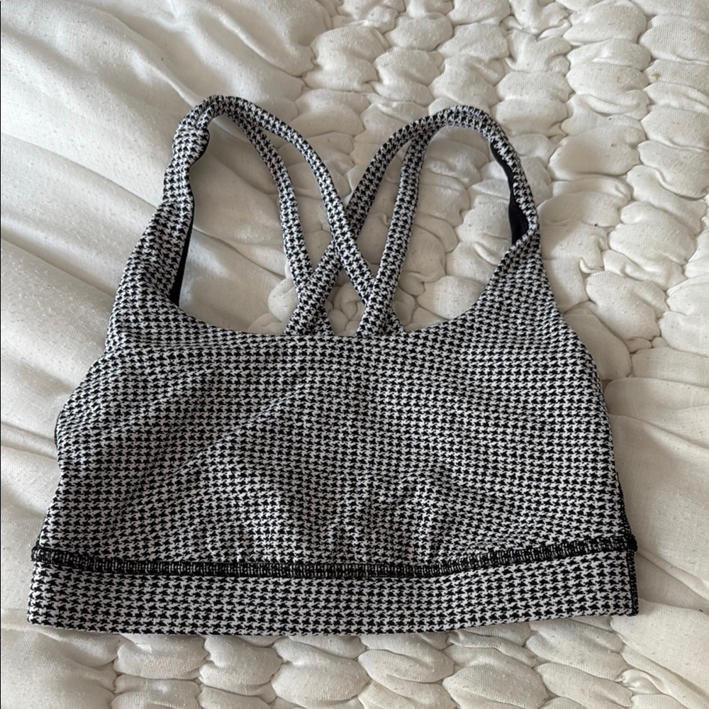 Lululemon Energy Black and White Houndstooth Sports Bra